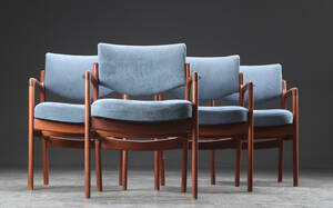 Fire armstole af teaktræ, skandinvisk møbelproducent 4