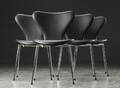 Arne Jacobsen. Fire syverstole model 3107, sort læder, høj model 4  Denne vare er sat til omsalg under nyt varenummer 4856978