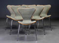 Arne Jacobsen. Seks 7er stole, forsidepolsteret, model 3107 6 