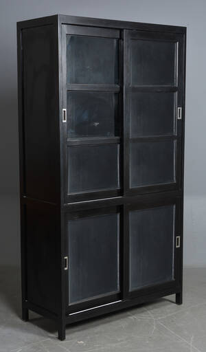 Højskabvitrine, sortlakeret træ,