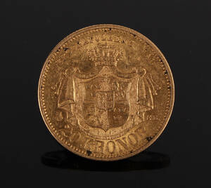Guldmønt - 20 kroner Oscar II, 1877