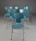 Arne Jacobsen. Sæt på seks T- stole, model 3103 6