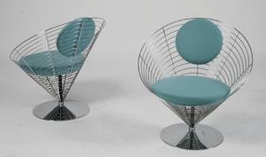 Verner Panton par kræmmerhusstoleCone Chairs, forkromet metal stel 2