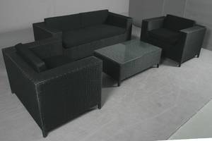 Havemøbelsæt LoungeSofasæt i sort polyrattanflet 4