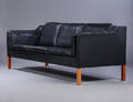 Børge Mogensen tre-personers sofa i sort læder. Model 2213