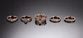 Christina design London. Fem ringe af forgyldt sølv, Str 57 5