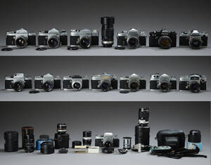 Miranda. Samling på 14 analoge kameraer samt tilbehør. 14