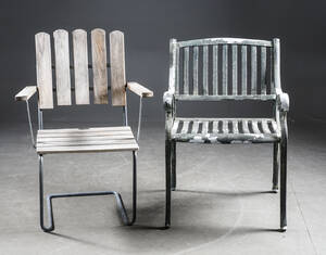 Grythyttan stol samt stol i aluminium. 2