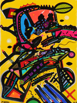Juan Carlos Fierro. Jump, mixed media på papir