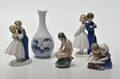 Royal Copenhagen og Bing  Grøndahl. Fire figurer og vase af porcelæn. 5