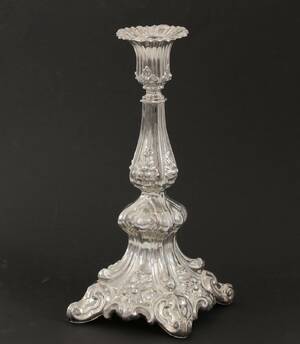 Ljusstake, silver, rokokostil, 1900-tal