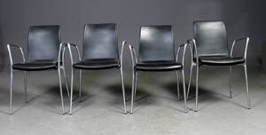 Jorge pensi. 4 armstole af aluminum, sort læder 4 