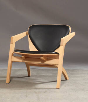 Hans. J. Wegner. Butterfly lænestol, sort skind. Model GE-460