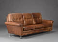 3-pers sofa i brun læder.