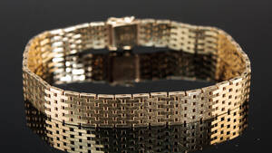 Armbånd, murstensmønster, 14 kt guld