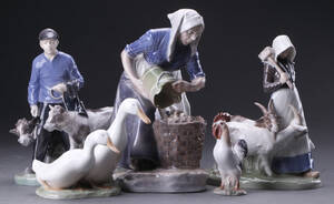 Royal Copenhagen samt BG. Fem figurer af porcelæn 5