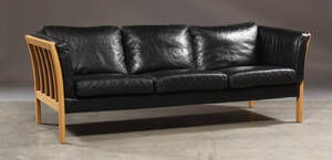 Mogens Hansen. Trepers. sofa, bøg og læder