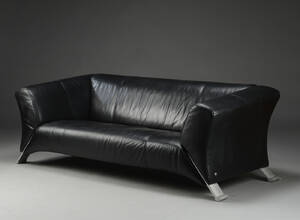Rolf Benz. Tre-pers.sofa, sort læder 