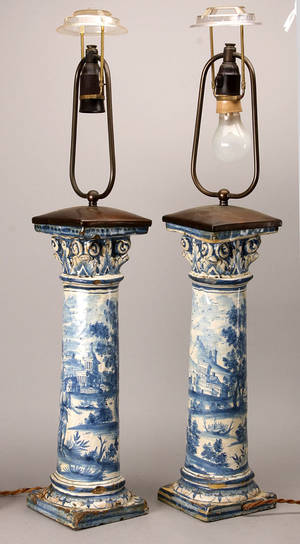 Par bordlamper bestående af 1700-tals italiensk porcelæn 2