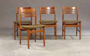 Dansk møbelproducent. Seks spisestole, bøgetræ og teaktræ 4