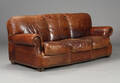 Chesterfield tre-pers. sofa, cognacfarvet læder