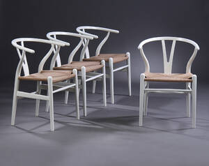 Hans J. Wegner. Fire Y-stole, hvidlakerede, model CH-24. 4