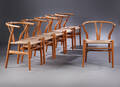 Hans J. Wegner. Sæt på seks Y- stole, model CH-24 af egetræ 6 