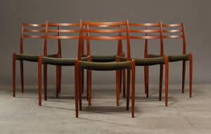 N. O. Møller, spisestole, teaktræ, model 78 6