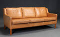 Stouby. Tre-pers. sofa, cognacsfarvet læder