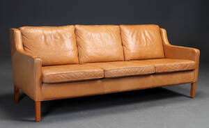 Stouby. Tre-pers. sofa, cognacsfarvet læder