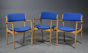 Erik Buch, tre stole, egetræ  uld3