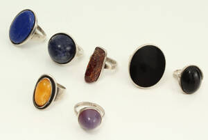 Samling ringe. sterling sølv 7