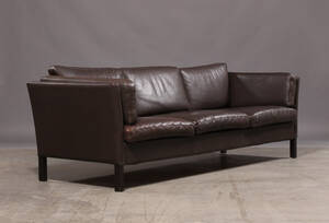 Dansk møbelproducent, 3-pers. sofa, brunt skind