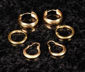 Tre par örhängen 18K Guld 1900-tal 3 st