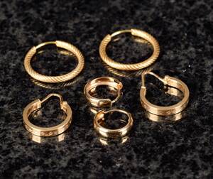 Tre par örhängen 18K Guld 1900-tal 3 st