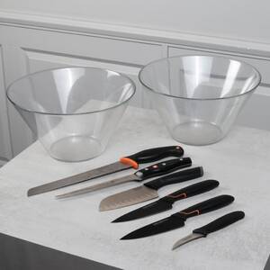 KNIVAR, Fiskars mm samt 2 st glasskålar
