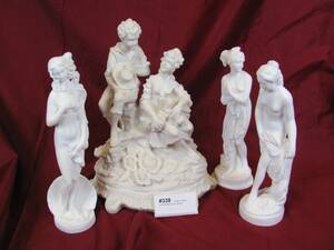 4 FIGURINER, H 24 - 28 CM