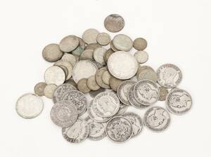 Parti svenska silvermynt, bl.a. 1800-tal