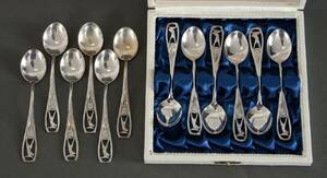 Kaffeskedar 12st, silver, 1900-tal