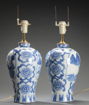 Par kinesiske bordlamper, 1900-tallet.  2  