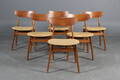 Dansk Møbelproducent, seks spisestole af teak, bøg 6