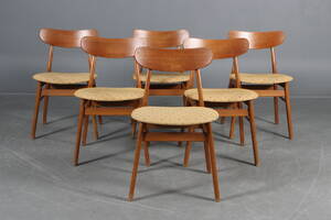 Dansk Møbelproducent, seks spisestole af teak, bøg 6