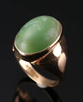 Ga. Andersen. Ring af 14 kt guld med jade