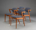 Kai Kristiansen. Et sæt på fire spisestuestole af teaktræ. 4.