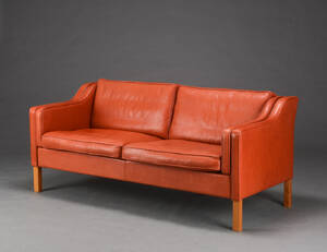 Mogens Hansen. To-pers. sofa med betræk af læder