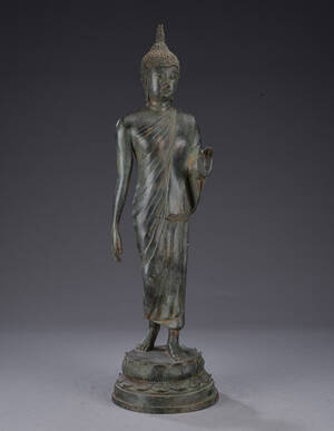 Buddha figur af patineret bronze
