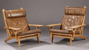Hans J. Wegner. Par lænestole, egetræ, model GE-375 2 