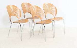 Nanna Ditzel. Et sæt på fire Trinidad stole i bøg, model 3298 4