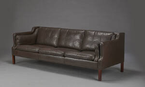 Tre-persones sofa, brun bøffellæder