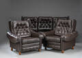 Trepers sofa samt to lænestole, brunt læder 3